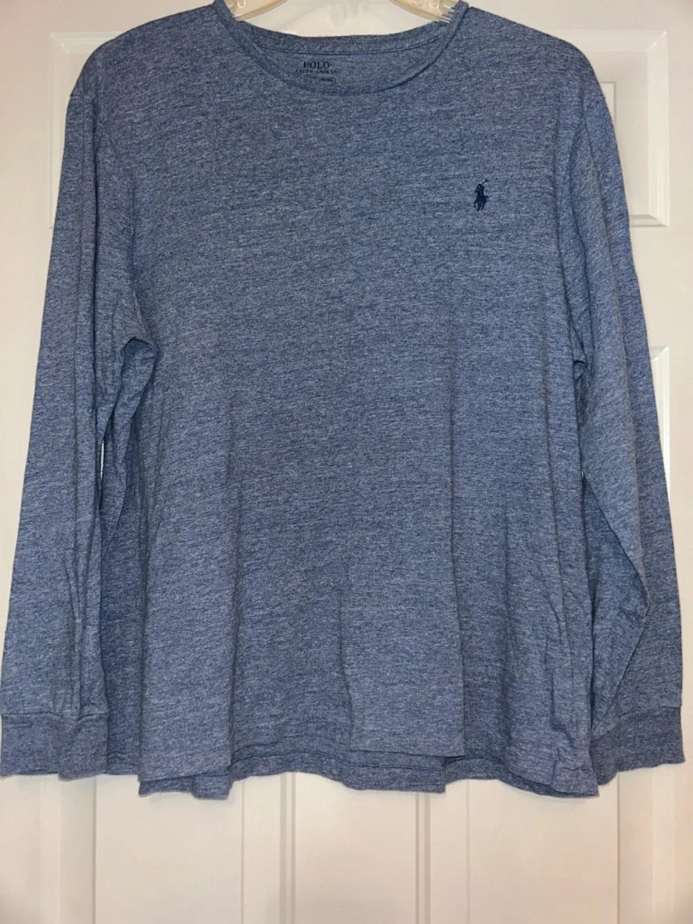 Polo by Ralph Lauren Slim Fit Men’s LS Crewneck T- Shirt XL Heather Blue Casual